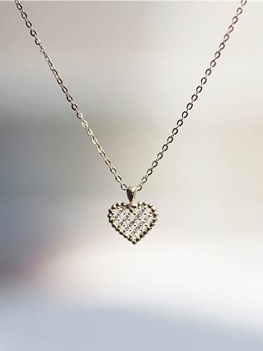 Collar delicado de corazón de diamantes de imitación de plata de ley 925