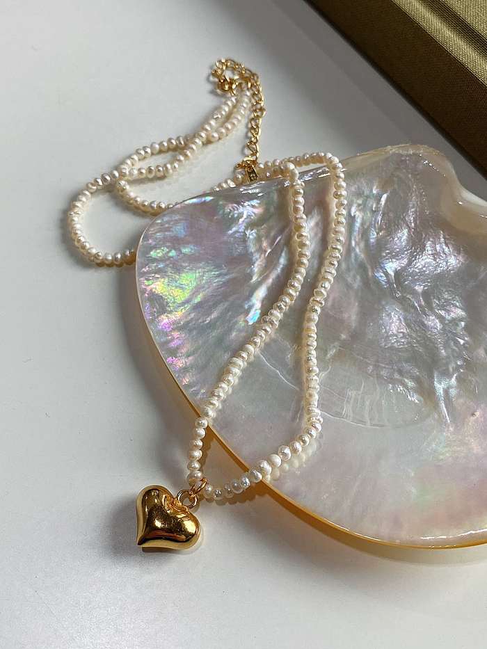 Collar minimalista geométrico con perlas de agua dulce de plata de ley 925
