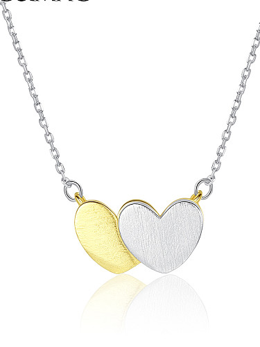 Collier en argent sterling 925 avec placage bicolore Simplistic Heart Locket