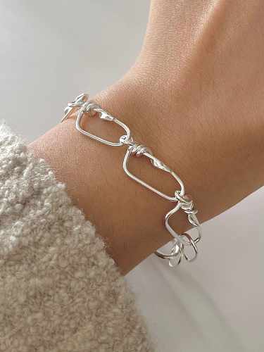 925 Sterling Silver Geometric Woven Minimalist Link Bracelet