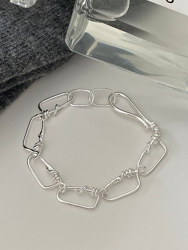925 Sterling Silber geometrisch gewebtes minimalistisches Gliederarmband