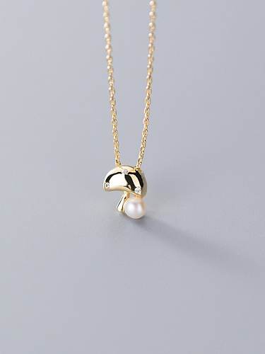 Cadena de perlas de imitación de hongo lindo de moda de plata esterlina 925