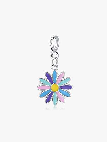 925 Sterling Silver Enamel Minimalist Flower Pendant