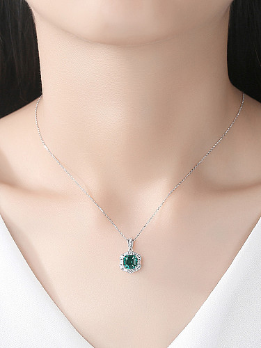 925 Sterling Silver With Cubic Zirconia Simplistic Geometric Necklaces