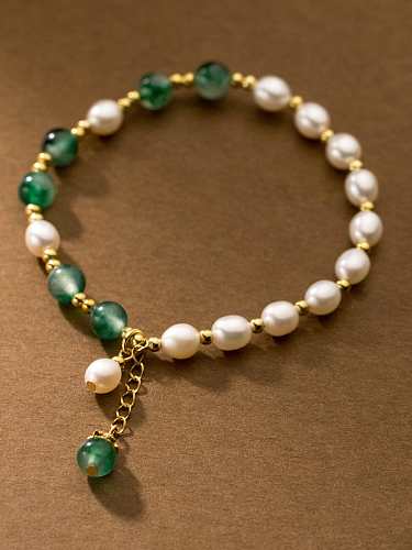 Bracelet en perles d'imitation géométrique minimaliste fait main en argent sterling 925