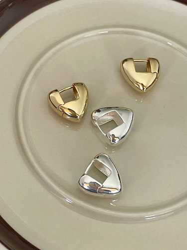 925 Sterling Silver Smooth Triangle Heart Vintage Huggie Earring