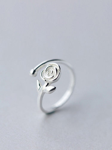 S925 Silver Fashionable Rose Opening Midi Ring