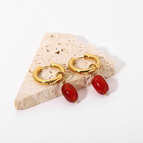 fashion doublelayer goldplated red agate pendant earrings wholesale jewelry