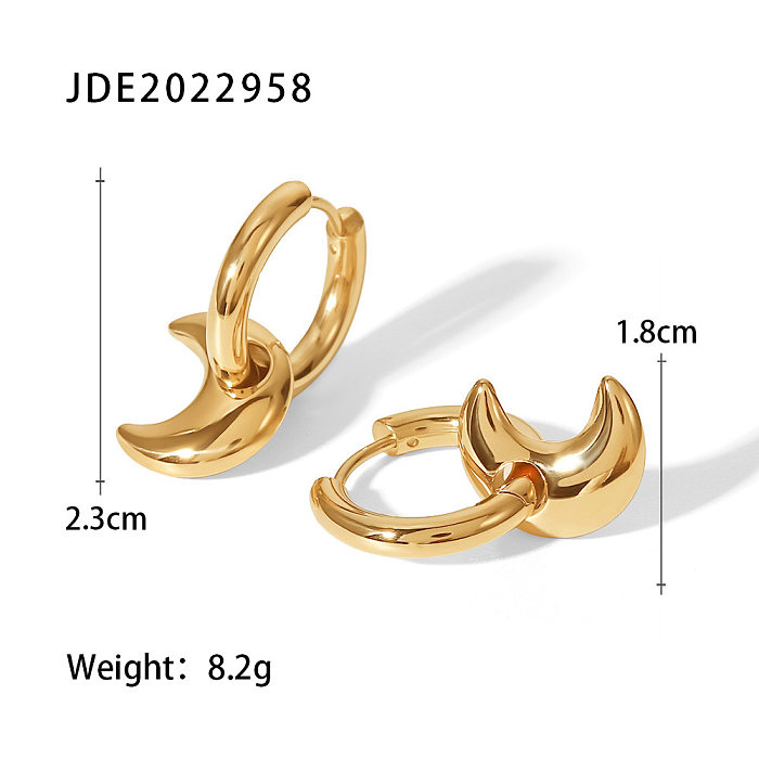Fashion Moon Stainless Steel Earrings Gold Plated Stainless Steel Earrings