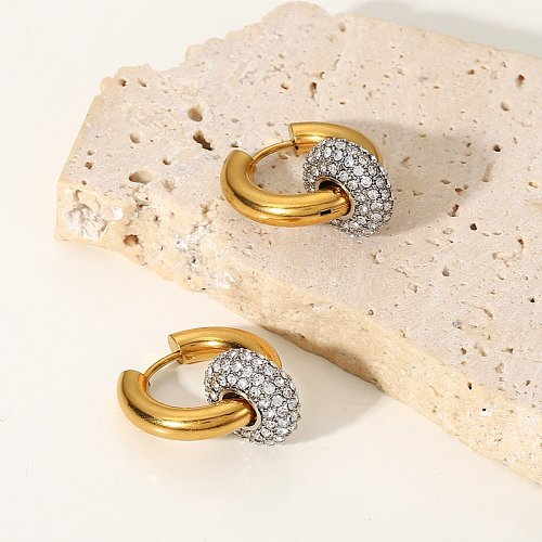circle Zircon decor Electroplated Stainless Steel \ncircle Earrings