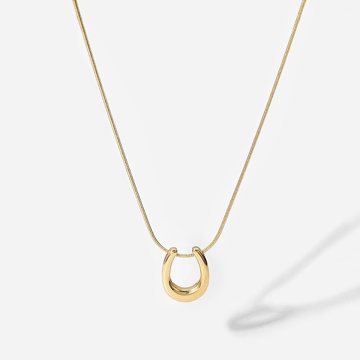fashion simple 14K gold stainless steel Ushaped necklace