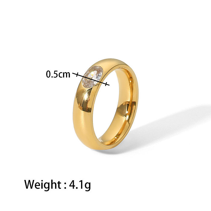Retro Geometric Stainless Steel Rings Inlay Zircon Stainless Steel Rings