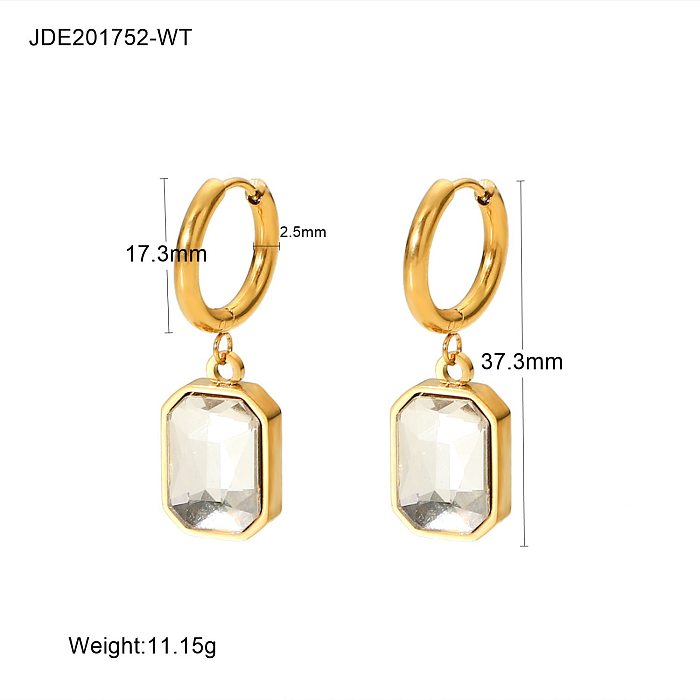 Vintage Style 18K Gold plated Stainless Steel geometric Zircon pendant Earrings