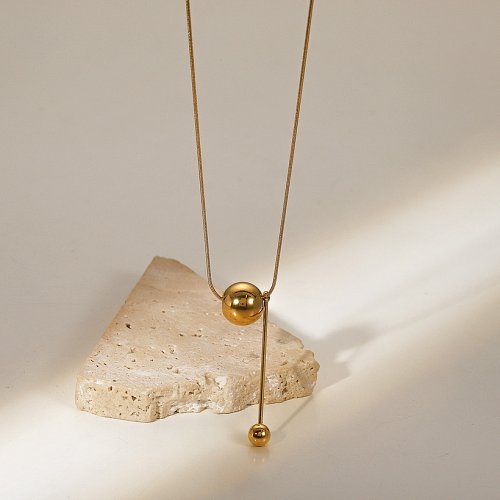 Retro Style 18K Gold Plated Stainless Steel YShaped Bead Pendant Necklace