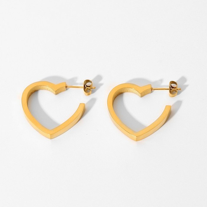 wholesale jewelry flat peach heart stainless steel simple earrings jewelry