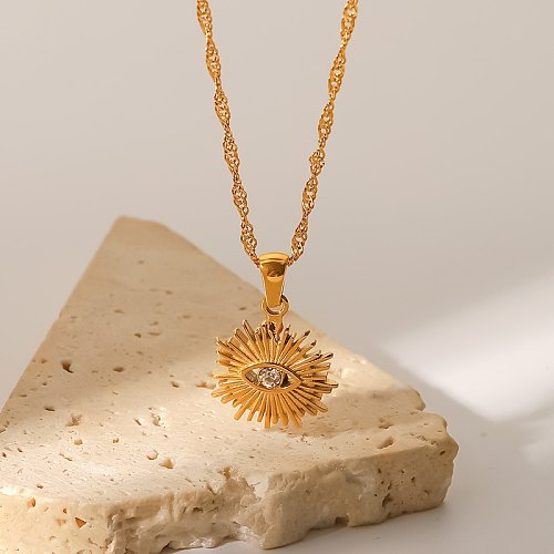 Fashion DevilS Eye Stainless Steel Pendant Necklace Plating Zircon Stainless Steel Necklaces