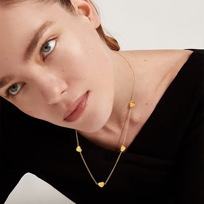 Fashion New 18K Gold Edelstahl HeartShaped Halsketten-Verzierung