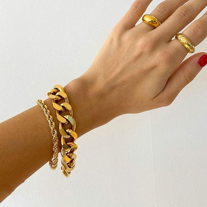 Cuban punk chain goldplated stainless steel bracelet