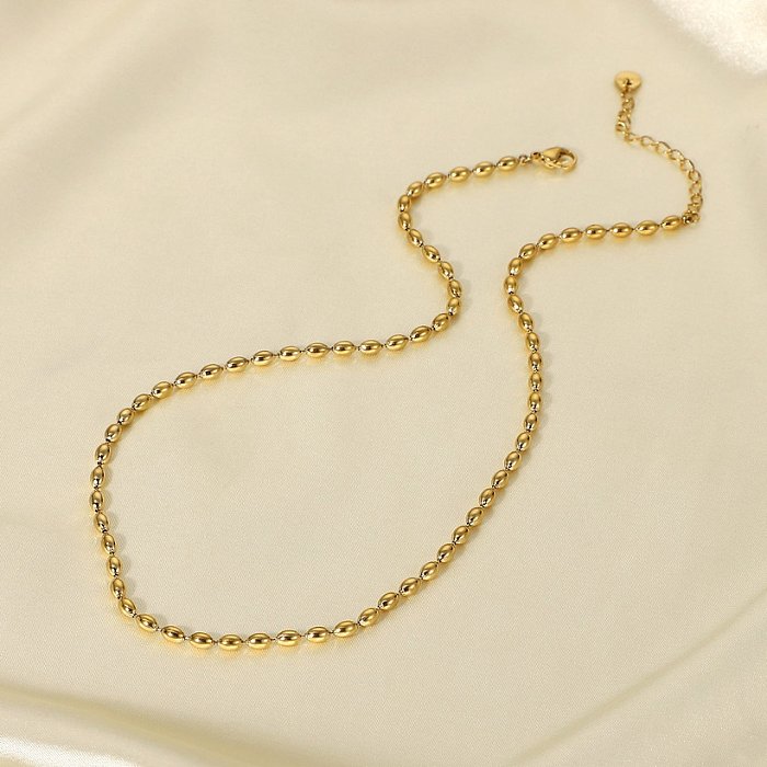 أزياء الخرزة سلسلة مجوهرات هندسية الفولاذ المقاوم للصدأ قلادة البيضاوي