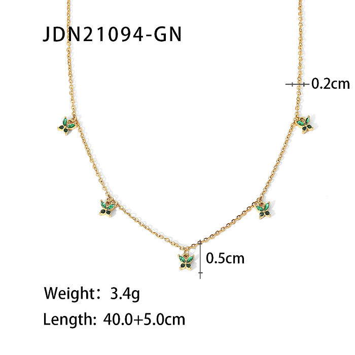 Fashion Geometric Stainless Steel Necklace Gold Plated Zircon Stainless Steel Necklaces