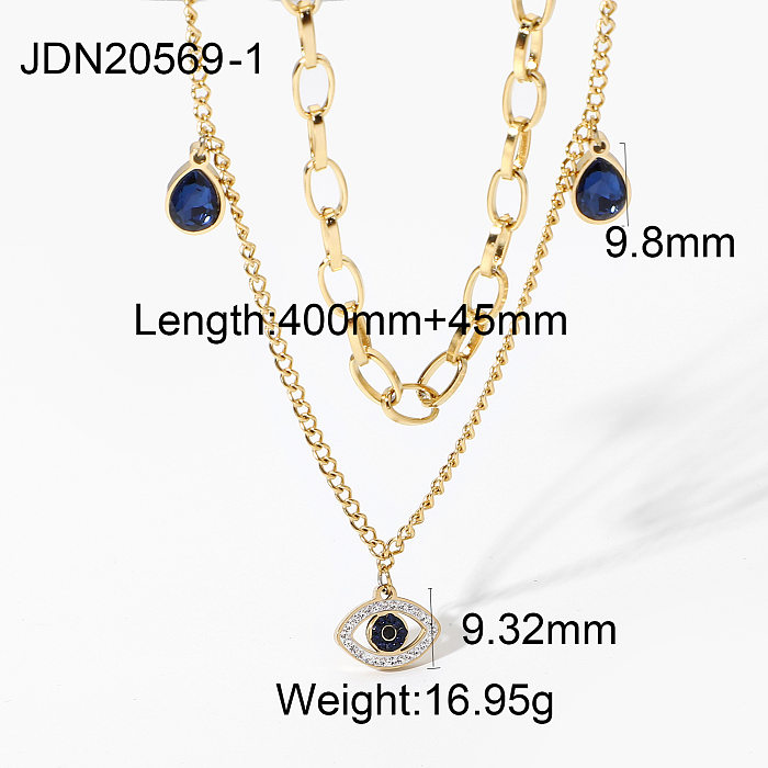 gem eye pendant stainless steel goldplated necklace wholesale jewelry