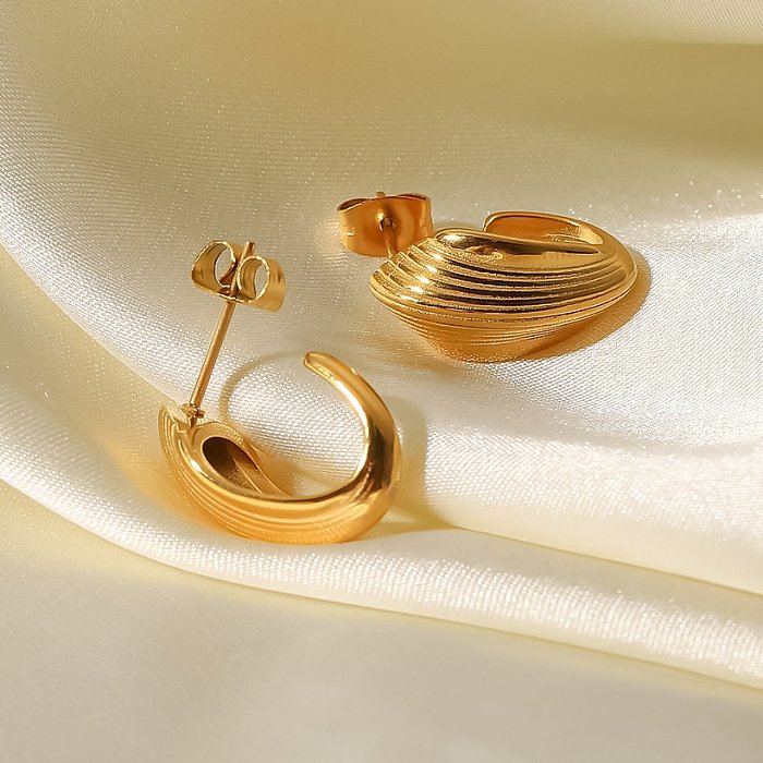 Brincos de orelha de aço inoxidável geométricos da moda em aço inoxidável banhados a ouro