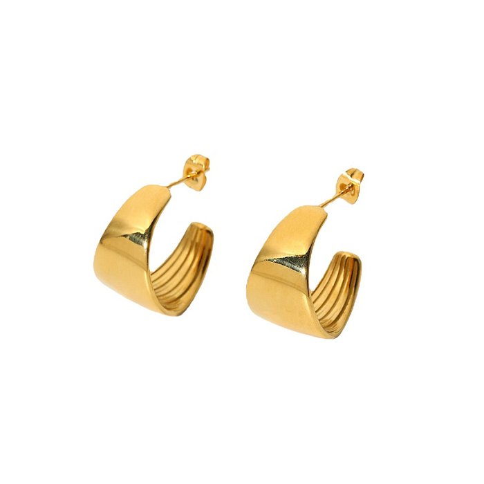 wholesale jewelry smooth wide Cshaped stainless steel exaggerated earrings jewelry