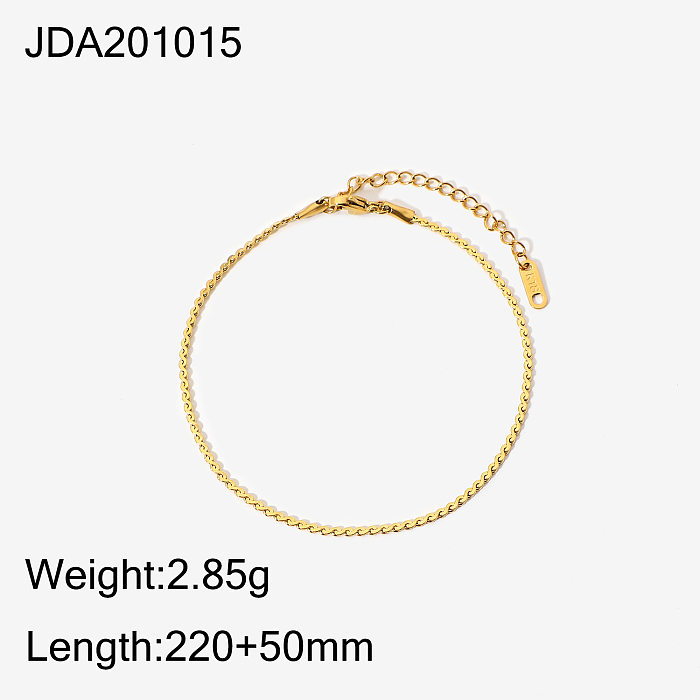 INS style fashion Sshaped chain jewelry flat folding bracelet anklet 18K goldplated stainless steel necklace