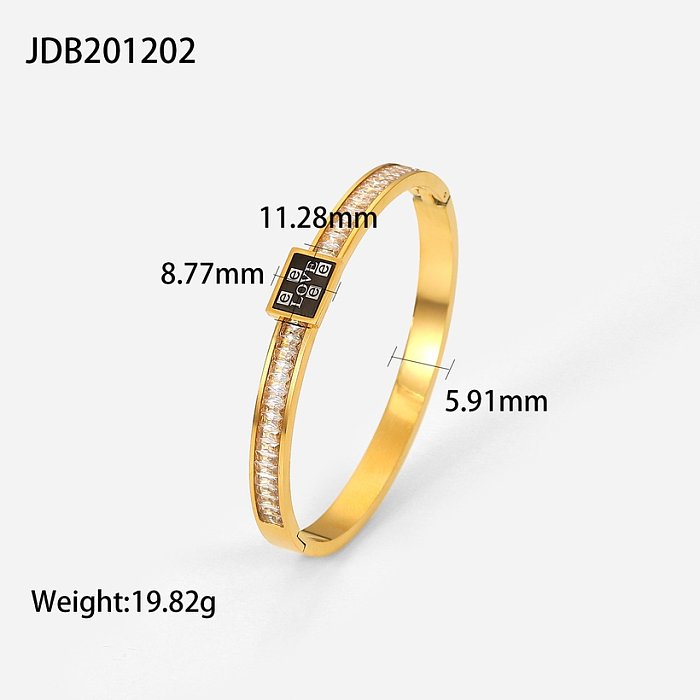 nouveau bracelet carré plein zirconium en forme de coeur en acier inoxydable or 18 carats