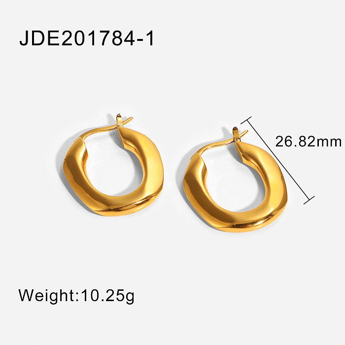 New colorchanging waterproof thick earrings womens geometric stainless steel irregular Ushaped oval hoop earrings