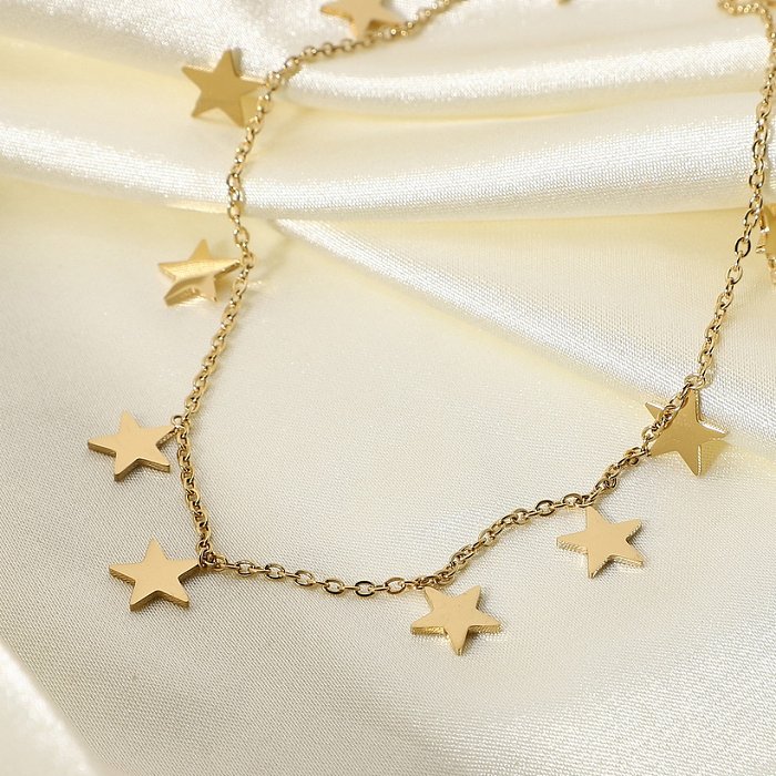 pendentif gland étoile collier en acier inoxydable plaqué or bijoux en gros