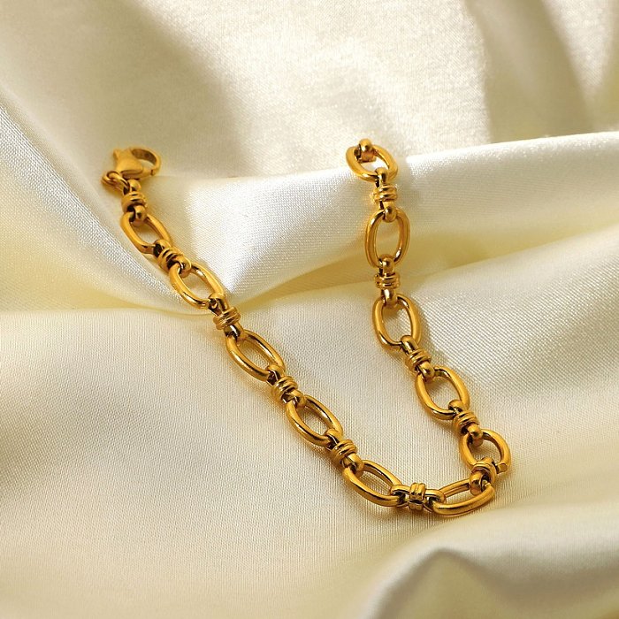 pulseira de fivela cruzada de corrente estreita pulseira de moda de aço inoxidável banhado a ouro 18k