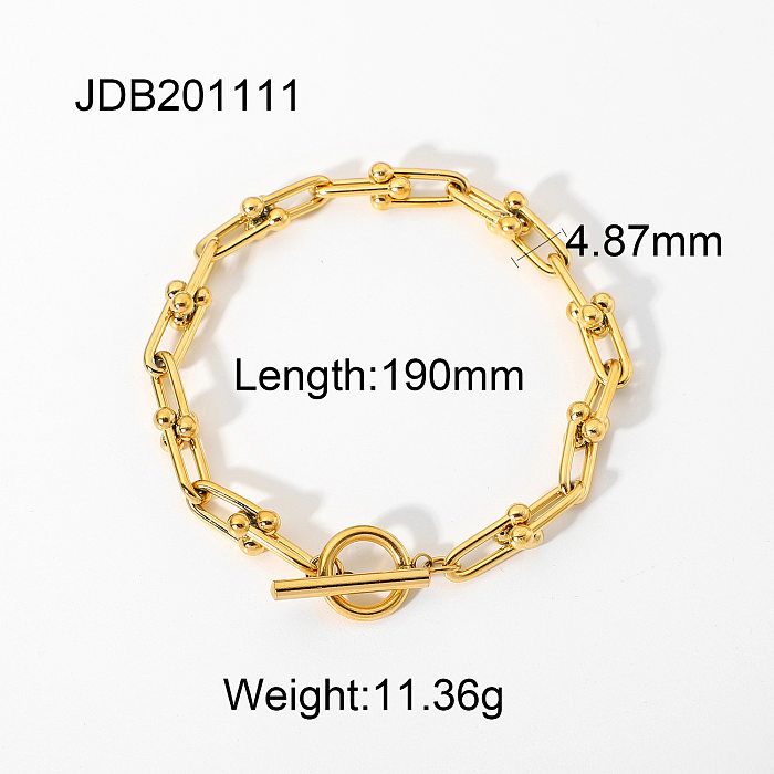 Joyería al por mayor en forma de U OT hebilla de acero inoxidable pulsera chapada en oro joyería