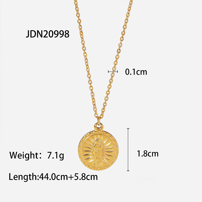 New Style stainless steel 18K Gold plated Angel Relief round Pendant Necklace