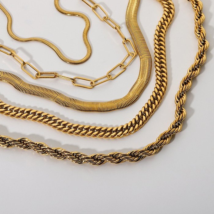Verdrehte kubanische Kette 18 Karat vergoldete Edelstahl-Halskette Hip Hop-Halskette Großhandel