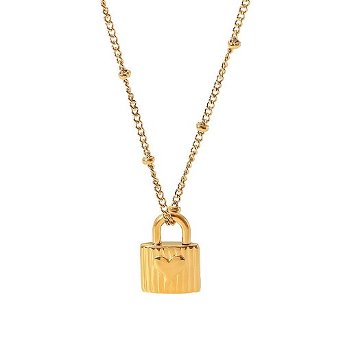 Fashion Lock Stainless Steel Necklace Gold Plated Stainless Steel Necklaces