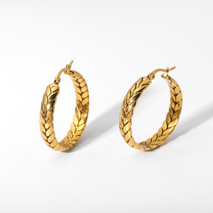 new 18K stainless steel wheat ear hoop earrings wholesale jewelry