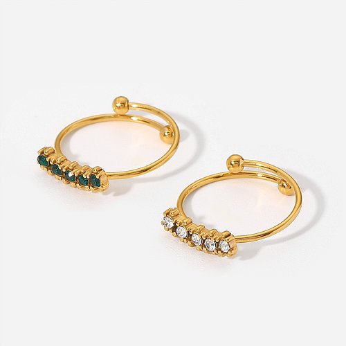 Fashion Geometric Stainless Steel Open Ring Plating Zircon Stainless Steel Rings