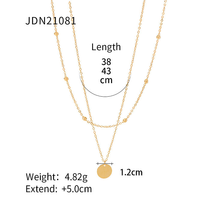 Simple Style Round Stainless Steel Layered Necklaces Gold Plated Stainless Steel Necklaces