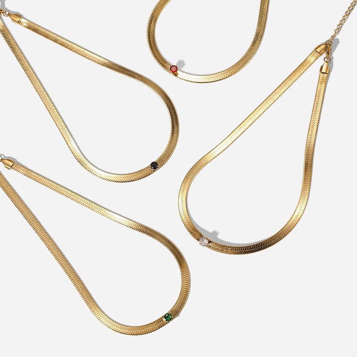 Weibliche Edelstahl-Rundpflaster-Schlangenketten-Zirkon-Halskette
