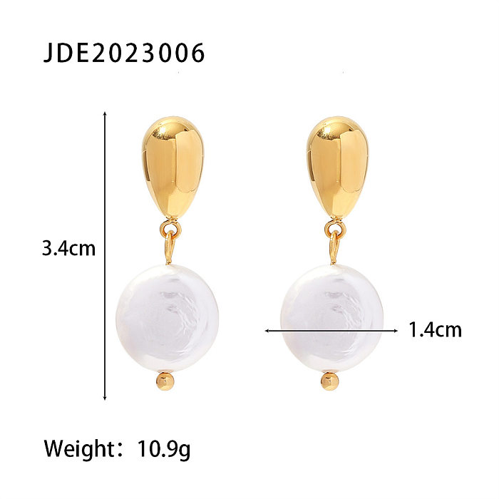 Elegant Geometric Stainless Steel Earrings Gold Plated Pearl Stainless Steel Earrings