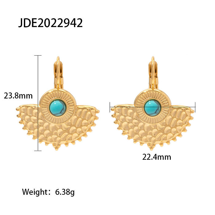 Fashion Sector Stainless Steel Drop Earrings Plating Inlay Turquoise Stainless Steel Earrings 1 Pair