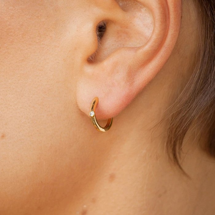 nouvelles boucles d'oreilles à boucle d'oreille ovale en forme de U rondes en zircon carré avec zircon rond