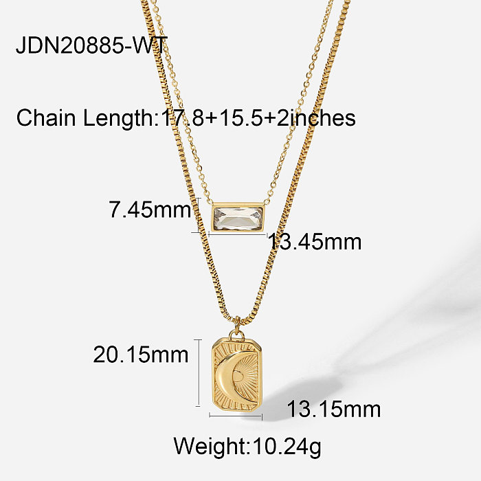 Nuevo collar con colgante cuadrado geométrico de acero inoxidable chapado en oro de 14 quilates de estilo retro