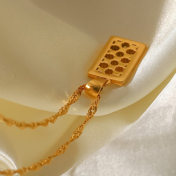 Collier pendentif en acier inoxydable Rectangle de mode plaqué colliers en acier inoxydable Zircon