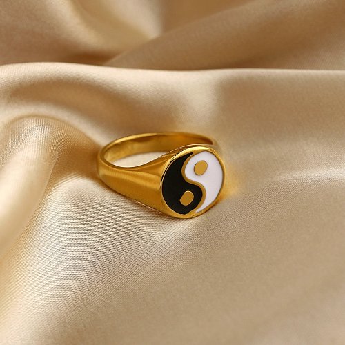 Retro Tai Chi gossip stainless steel ring