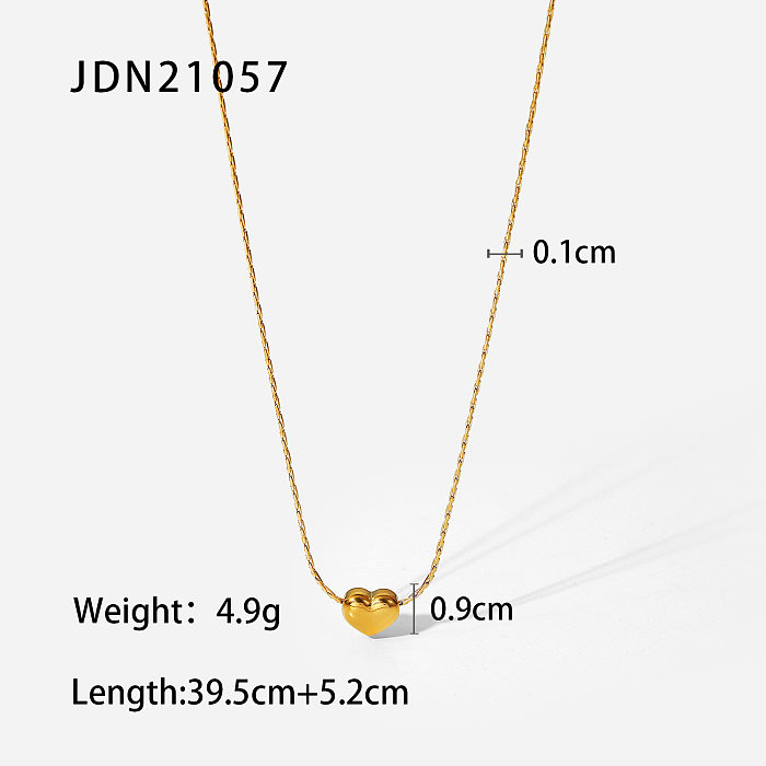 Novo pingente de coração banhado a ouro 18K colar de aço inoxidável