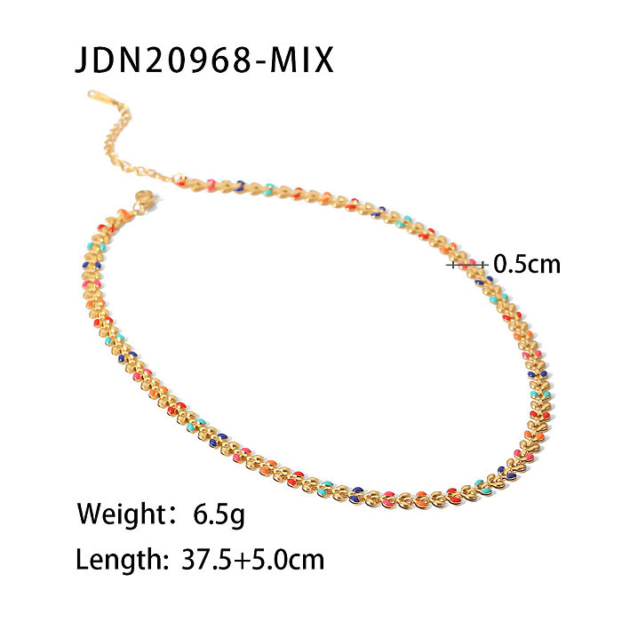 Collier de bracelets en acier inoxydable coloré de feuille de mode Colliers en acier inoxydable plaqué or