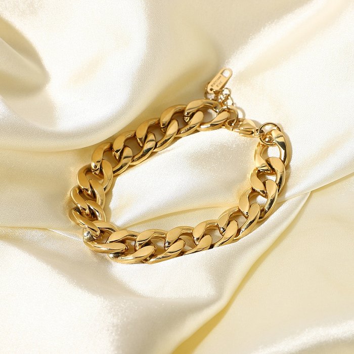 سوار سلسلة الكوبي الذهبي المكدس 11 مم هيب هوب أساور مجوهرات من الفولاذ المقاوم للصدأ
