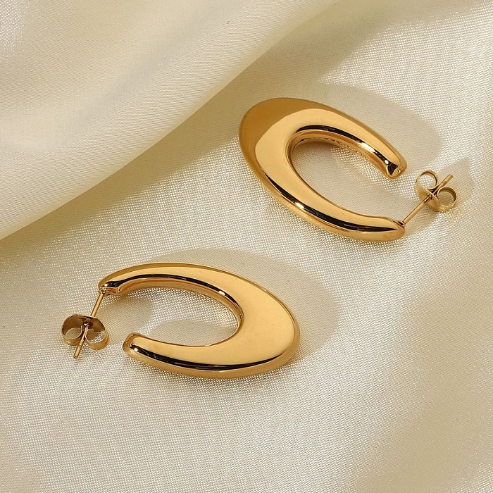 bijoux en gros ovale en forme de U en acier inoxydable mode boucles d'oreilles bijoux